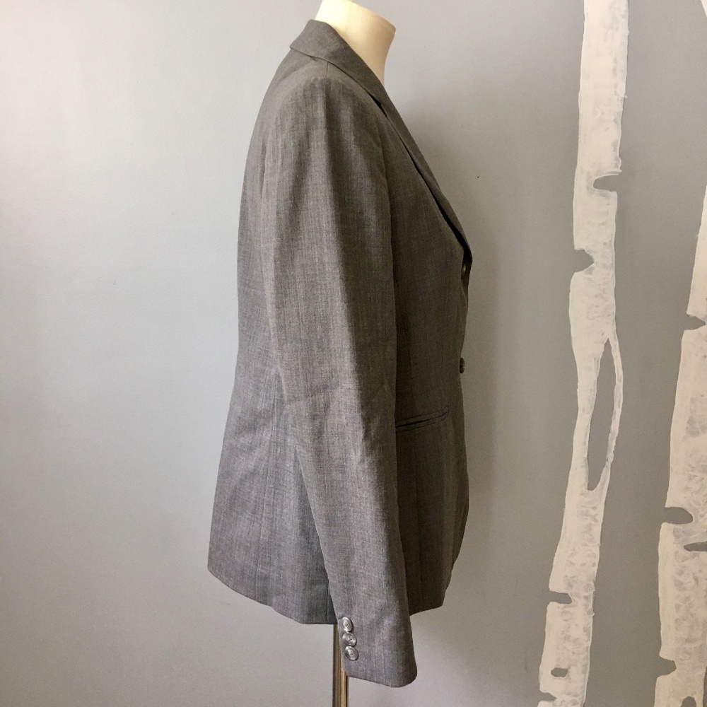 Talbots Wool Button Up Blazer Gray Size 8 Petite - image 4